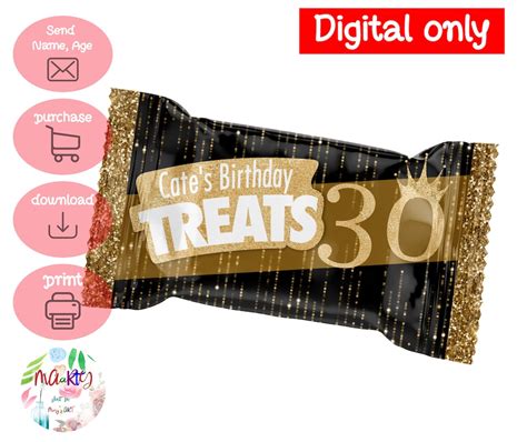 Digital Download Gold And Black Theme Birthday Rice Krispie Label Printables Etsy