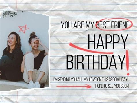 Best Friends Birthday Card Template And Ideas For Design Fotor