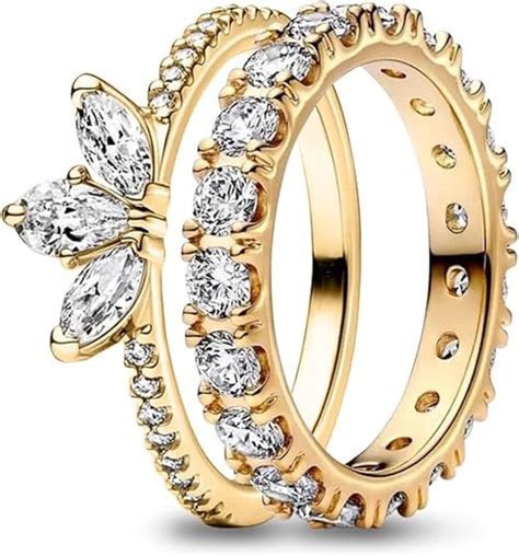 Sparkling Rapunzel Rings Set Sliver Gold Rose Gold Plated Promise