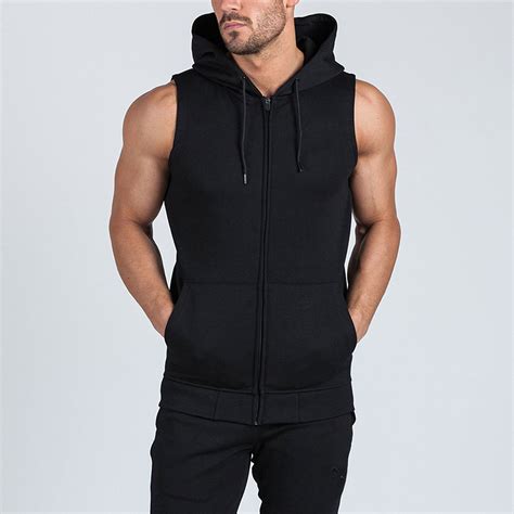 2021 New Fashion Oem Non Branded Full Zip Sleeveless Hoodie Sweatshirts