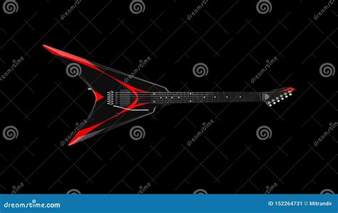 Black Heavy Metal Electric Guitar With Custom Red Stripes Stock