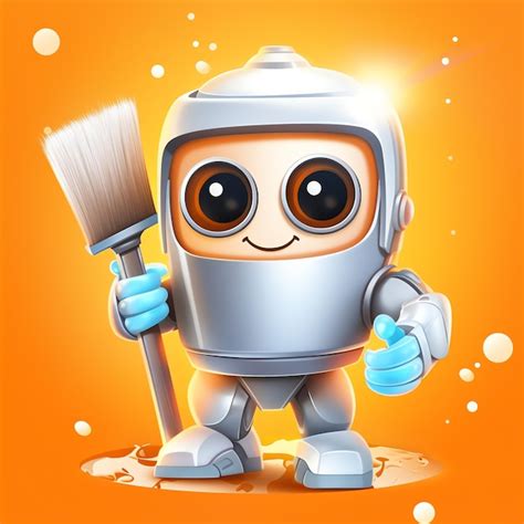 Premium Photo A Cartoon Character Holding A Broom