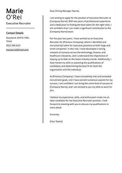 Executive Recruiter Cover Letter Example Free Guide