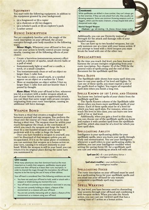 Dnd E Homebrew Spellblade Class By Ricodyn Dnd E Homebrew Home