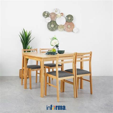 Jual Informa Yericho Set Meja Makan Kursi Cokelat Muda Dining Table