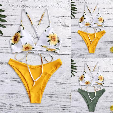 Bikini Brazillian 2020 Women Print Push Up Padded Bra Beach Bikini Set