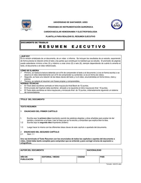 Plantilla Resumen Ejecutivo Pdf