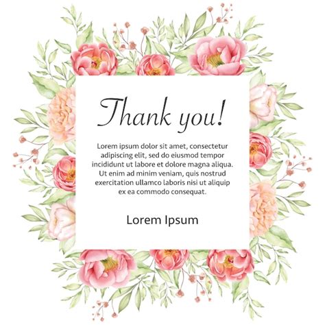 Premium Vector Watercolor Floral Wedding Thank You Card Frame