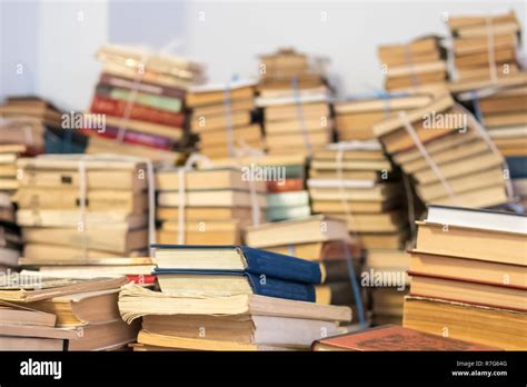Many Old Books Stacked Stock Photo Alamy