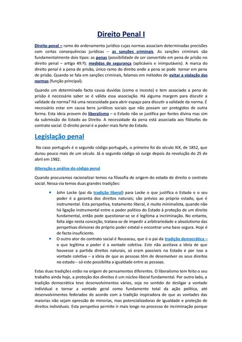 Direito Penal I Direito Penal I Direito Penal Ramo Do Ordenamento