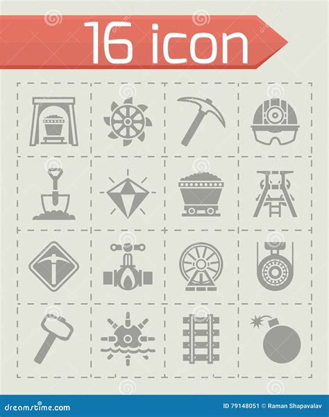 Vector Mining Icon Set Stock Vector Illustration Of Coal 79148051