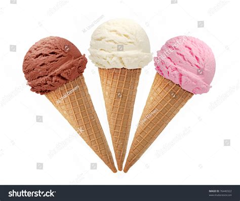 Three Ice Cream Cones Isolated On White Background Stock Photo 76440322 : Shutterstock