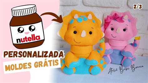 Como fazer Nutella personalizada em feltro MOLDES GRÁTIS PERSONALIZADO