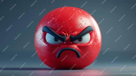 red angry face emoji  furrowed brows premium ai generated image