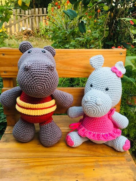 Casal de Hipopótamos amigurumi Elo7 Produtos Especiais