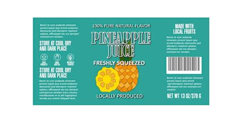 Premium Vector Teal Pineapple Juice Label