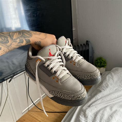 Jordan 3 cool grey with box #jordan #grey... - Depop