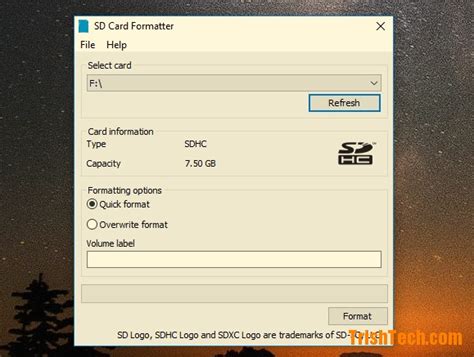 Format Sd Memory Cards With Sd Card Formatter 5 0