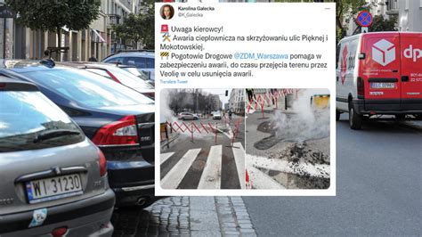 Awaria ciepłownicza w centrum stolicy Są utrudnienia w ruchu Warszawa