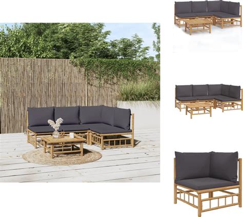 Vidaxl Bamboe Tuinset Modulaire Loungeset Praktische Tafel