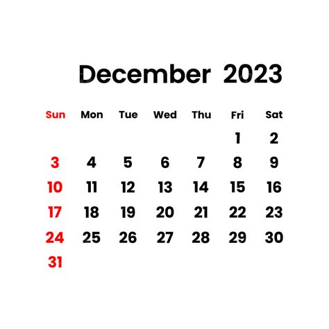 December 2023 Calendar Clipart Vector 2023 Calender D