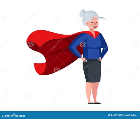 Older Woman In Superhero Costume Wearing Hero Cape. Super Heroine ...