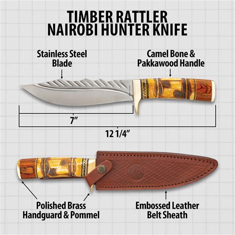 Timber Rattler Nairobi Hunter Knife With Sheath