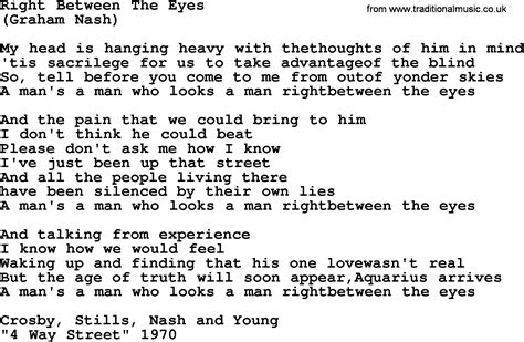 Right Between The Eyes By The Byrds Lyrics With Pdf