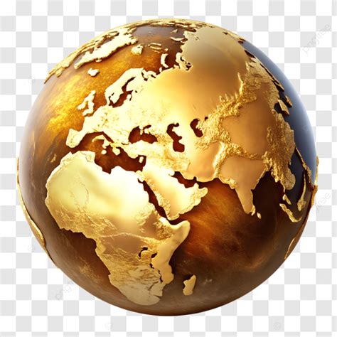 Golden Earth Globe Clip Art D Rendering Illustration Gold Globe