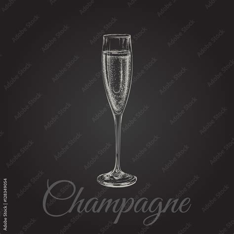 Champagne Glass Hand Drawing Vector Illustration Bubbles Alcoholic Drink Stock Vector Adobe