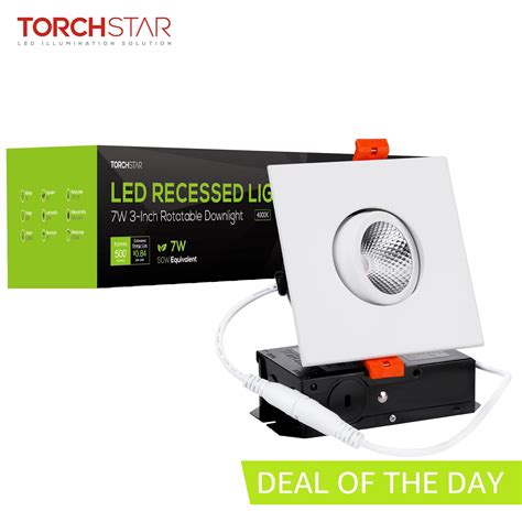 Torchstar Inch Gimbal Led Recessed Light With J Box Square Downlight