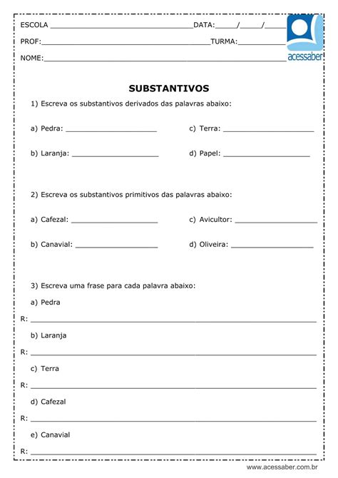 Substantivos Simples E Composto Atividades EDULEARN