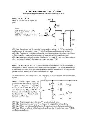 Examenes Primer parcial Sel EXAMEN DE SISTEMAS ELECTRÓNICOS Problemas