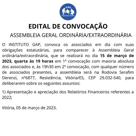 Convite Para Assembleia Geral