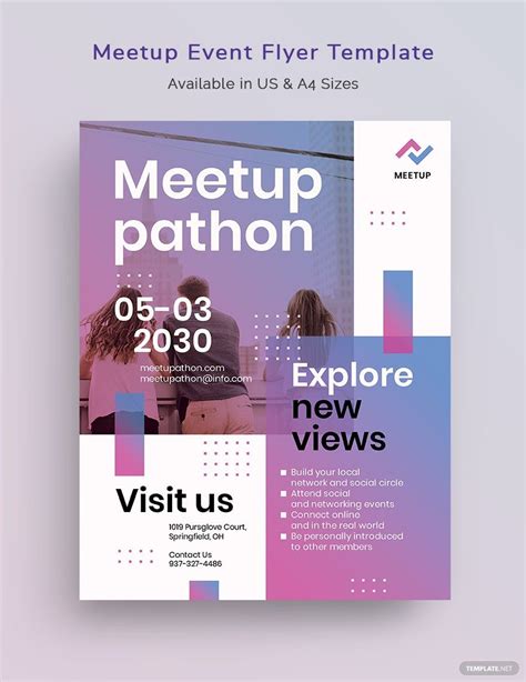 Meetup Event Flyer Template In Illustrator Indesign Psd Word