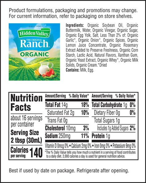 Hidden Valley Ranch Packet Nutrition - Health Benefited