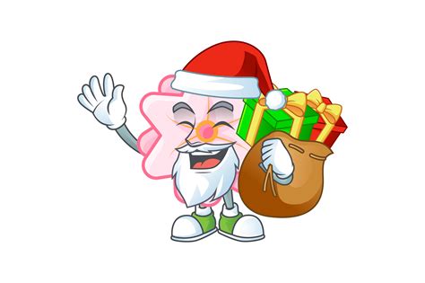 Chinese Pink Flower Santa with Gifts Cartoon Style Graphic by ...