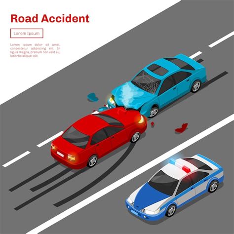 Accidente Automovilístico Ilustración Isométrica De Accidentes De Tráfico Vector Gratis