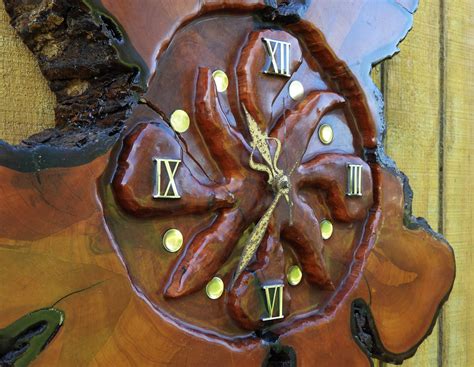 Vintage Burl Wall Clock Live Edge Cypress Wall Hanging Decor Rustic