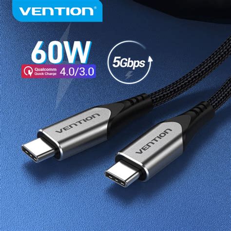 Vention Type C สายเคเบิล Pd 60w Usb C ถึง Usb C 31 สายเคเบิล 5gbps สาย