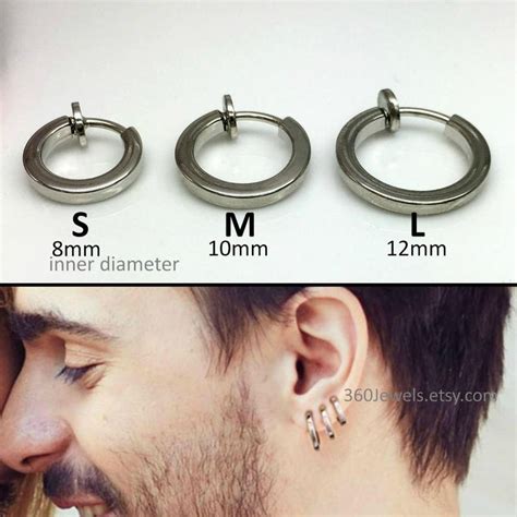 Clip On Hoop Earring Silver Clip On Earring Mens Etsy Uk