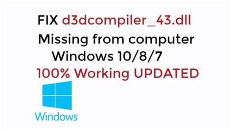 FIX D3dcompiler 43 Dll Is Missing From Your Computer Windows 10 7 8