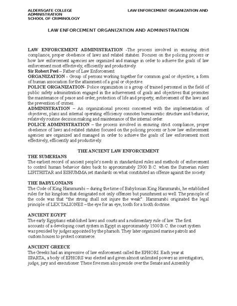 LAW Enforcement Organization AND Administration - ADMINISTRATION SCHOOL