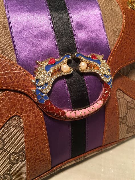 Gucci Tan Monogram Tom Ford Jeweled Dragon Shoulder Bag For Sale At Stdibs