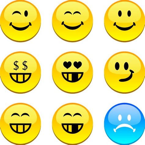 Yellow 3d Emoticons Set Funny Smiley Face Vector Image