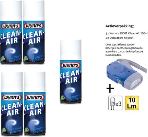 Wynn's 29601 - Clean Air - Airco reiniger - 100ml - 5 Stuks + Zaklamp ...