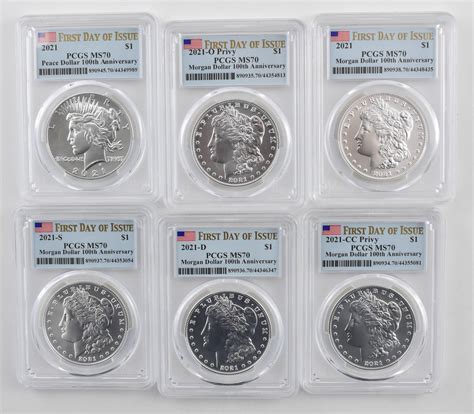 Ms70 2021 P S D O And Cc Privy Morgan And Peace Silver Dollar Coin Set Fdoi Pcgs Property Room