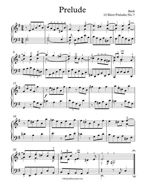 Free Piano Sheet Music Prelude Bwv 941 Bach Michael Kravchuk