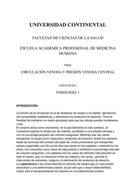 Circulación venosa y presión venosa central Gilda Mind uDocz