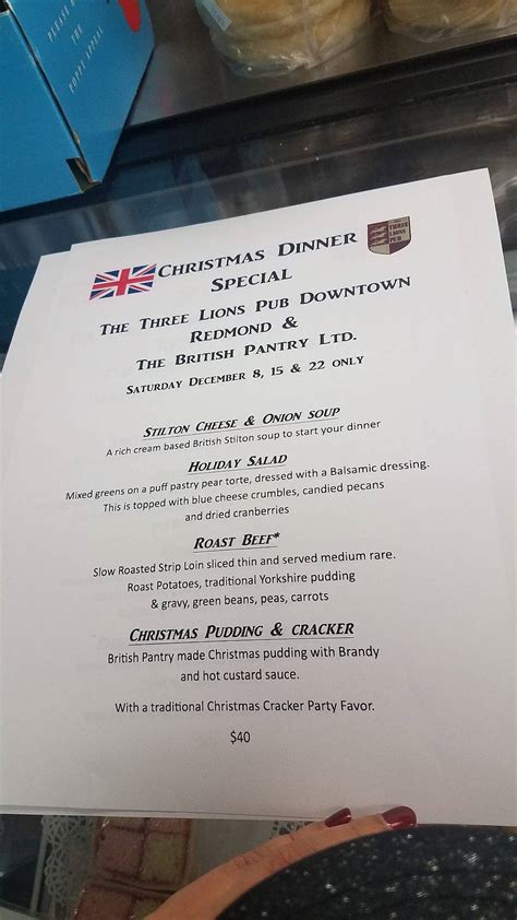 Menu At The British Pantry Ltd Restaurant Redmond